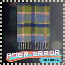 【ADER error 】ブルー＆グリーン チェック ニット マフラー