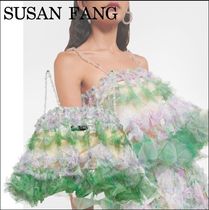 【SUSAN FANG】装飾 チュール クロップ トップ グリーン