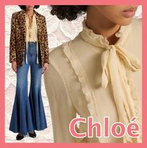 【Chloe】フリル付き シルククレポンブラウス