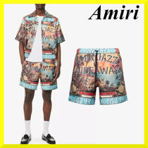 Amiri☆関税込☆グラフィックプリント 総柄 シルクショーツ