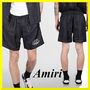 AMIRI ハーフ・ショートパンツ Amiri☆関税込☆ブラックシルク 裾ロゴ ショートパンツ