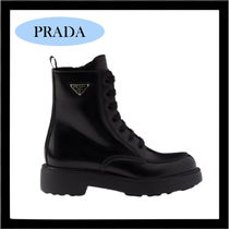 PRADA★トライアングルロゴ ブラッシュドレザー ブーツ