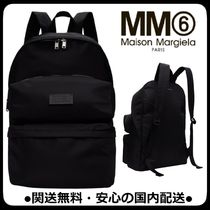 MM6 Maison Margiela ブラックナイロン 3ポケットバックパック