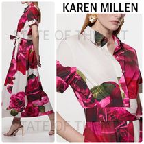 【Karen Millen】コットンサテン フローラル シャツドレス