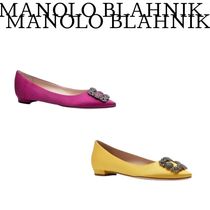 【MANOLO BLAHNIK】サテンジュエルバックル フラットパンプス