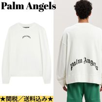 関税込【PALM ANGELS】カーブロゴクルーネックスウェットシャツ