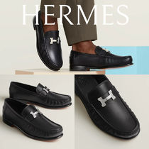 メンズ新作*HERMES*Karlo Hロゴ レザーモカシン ブラック