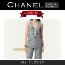 CHANEL ツイードトップス ノースリーブ cc ロゴ 新作 直営店 25P