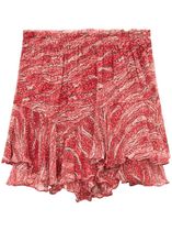 Isabel Marant Etoile Ruffled Hem Red Shorts