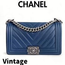 【ヴィンテージ】Rank:S☆Chanel Dark Blue Series24 Boy Medium