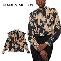 【KAREN MILLEN】フリルハイネックジョーゼット織りブラウス