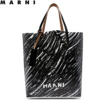 MARNI マルニ ロゴプリントトートバッグ ブラック