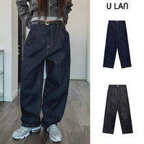 【U LAN】Comp Raw Pintuck Wide Denim Pants