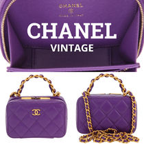 VINTAGE*CHANEL*バニティ ショルダーバッグ パープル レザー