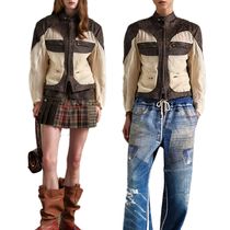 ADSB★Unisex Faux Leather & Shear Rider Jacket★25SS