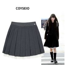 [COYSEIO] DOUBLE WAISTED PLEATS SKIRT GREY - GREY