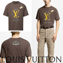 新作*LOUIS VUITTON*ロゴ入りコットンTシャツ ブラウン メンズ