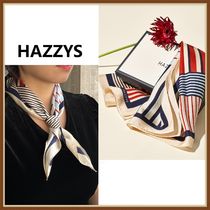 大人気/ギフトok◆HAZZYS◆ストライプ柄大判シルクスカーフ