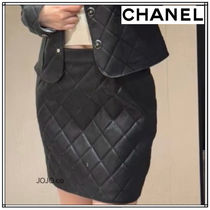 《シックでカッコイイ♪》CHANEL レザースカート