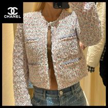 `華やかジャケット`【CHANEL】ツイードスパンコールジャケット