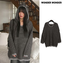 【WONDER WONDER】Enpa Stripe Overfit Hooded Knit