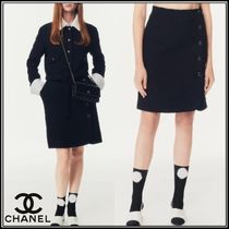 CHANEL＊コットンツイード スカート. サイドボタン/ 25ssプレ