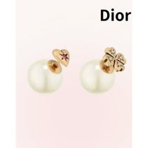 Dior  メタルレジンパールクリスタルピアスGOLD