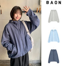 【BAON】[unisex] Tedeki 2way check string over hood zip-up