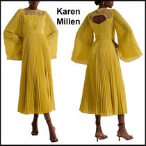 Karen Millen★プリーツ+レース 着物スリーブマキシドレス