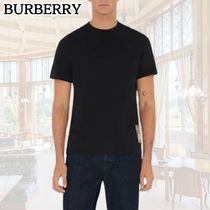 新作★BURBERRY*クールな雰囲気*チェックラベル コットンTシャツ