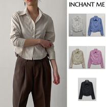 【INCHANT ME】Stitch Pintuck Slim Fit Crop Shirt