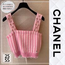 【★フェミニンで可愛いストライプ♪】CHANEL カシミヤ トップ