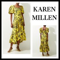 ◆KAREN MILLEN◆ フローラル コットン  トップ  ミディドレス