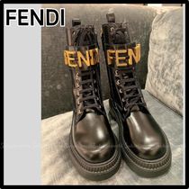 【FENDI】SNSで話題！lady's ロゴ レースアップブーツ black