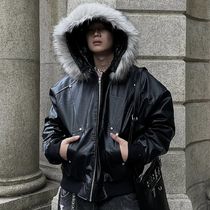 国内未入荷 DARKFOG - Faux Leather Jacket with Fur Collar