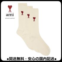 AMI PARIS オフホワイトコットンソックス ソックス 靴下 3足組