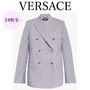 VERSACE ジャケット VERSACE  /  ダブルブレスト シャンブレー ブレザー ジャケット