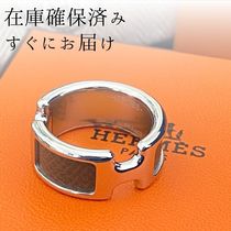 Hermes【エルメス】上品!カーフスキン&メタル リング 指輪 ロゴ