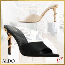 ★ALDO★輝くスネーク付ヒール★ヌバック地サンダル★Seashella