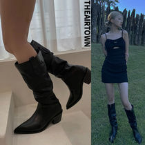 【THEAIRTOWN】black stiletto western boots★