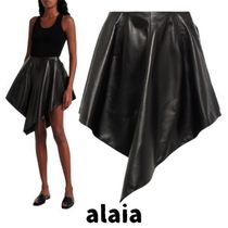 【ALAIA】アシンメトリーレザーミニスカート