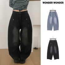 【WONDER WONDER】Welt Button Pocket Washed Balloon Denim PT