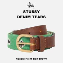 【STUSSY & DENIM TEARS】 Needle Point Belt Brown