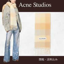 Acne Studios☆イエロー＆オレンジ モヘア チェック マフラー