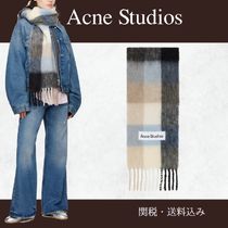 Acne Studios☆ブルー＆ベージュ モヘア チェック マフラー