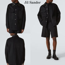 メンズ*Jil Sander*レザー＆デニムジャケット ブラック