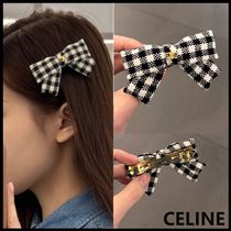 【CELINE】セリーヌ チェック リボン ヘアクリップ