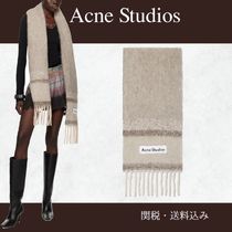 Acne Studios☆ブラウン フリンジ ロゴ マフラー
