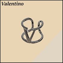 Valentino Outlet レディース メタルリング 指輪 Vロゴ ブラック