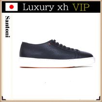 Santoni DAMPS ブラック レースアップ ラウンドトゥ スニーカー